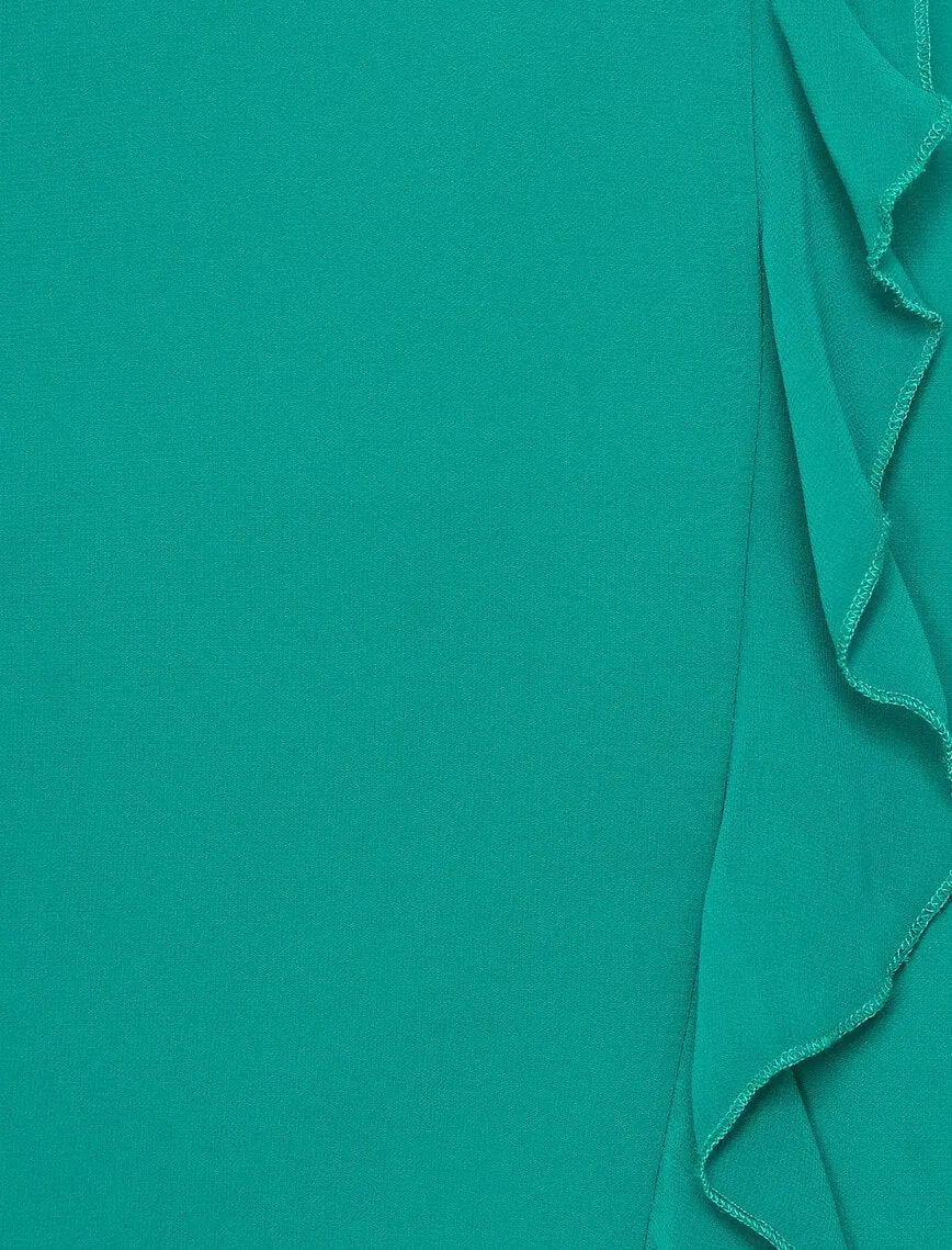15176 Green Ruffle Slit Dress