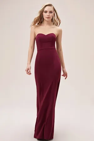 16450 Burgundy Strapless Mermaid Dress