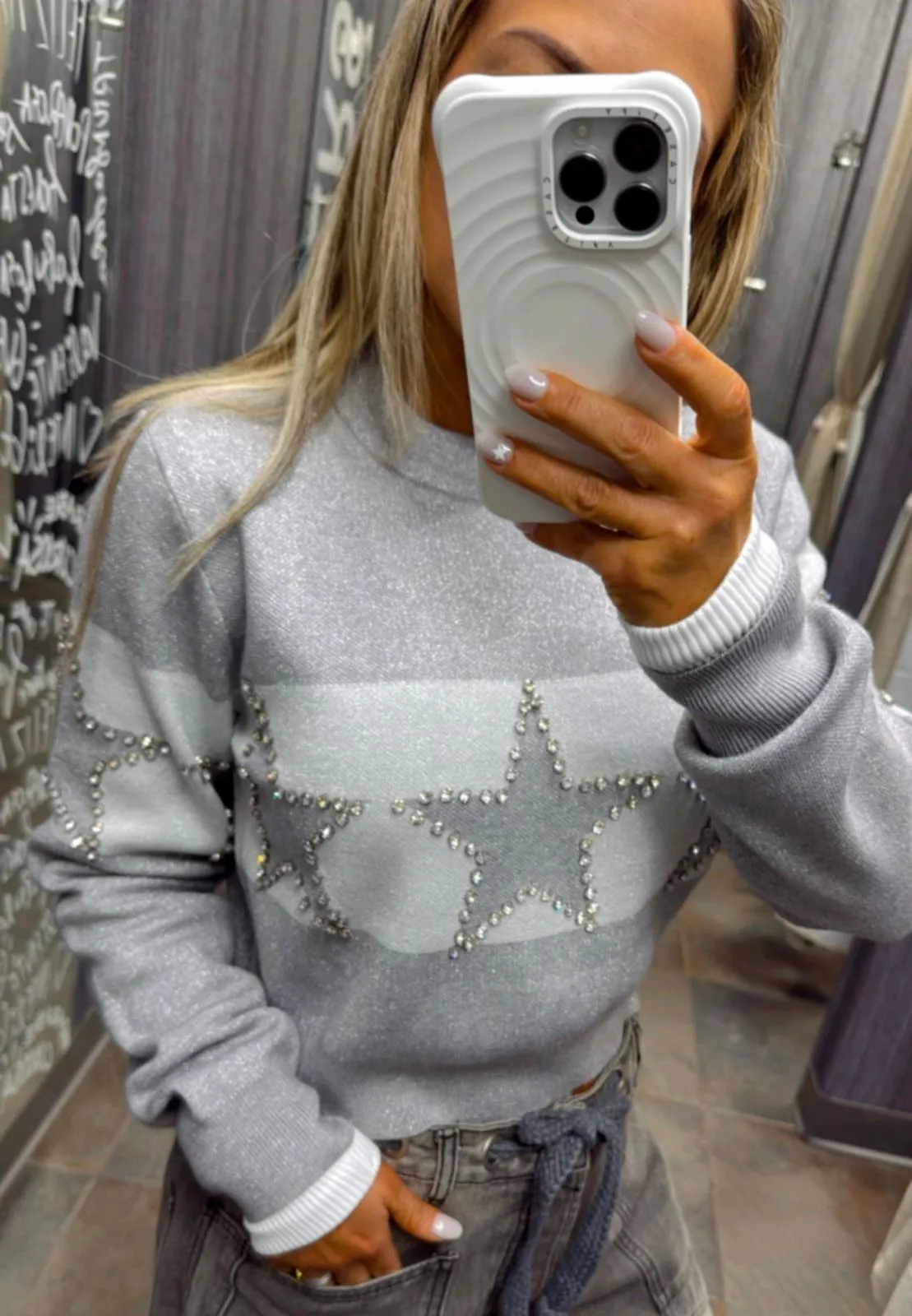 8995 Shiny stars crop sweater