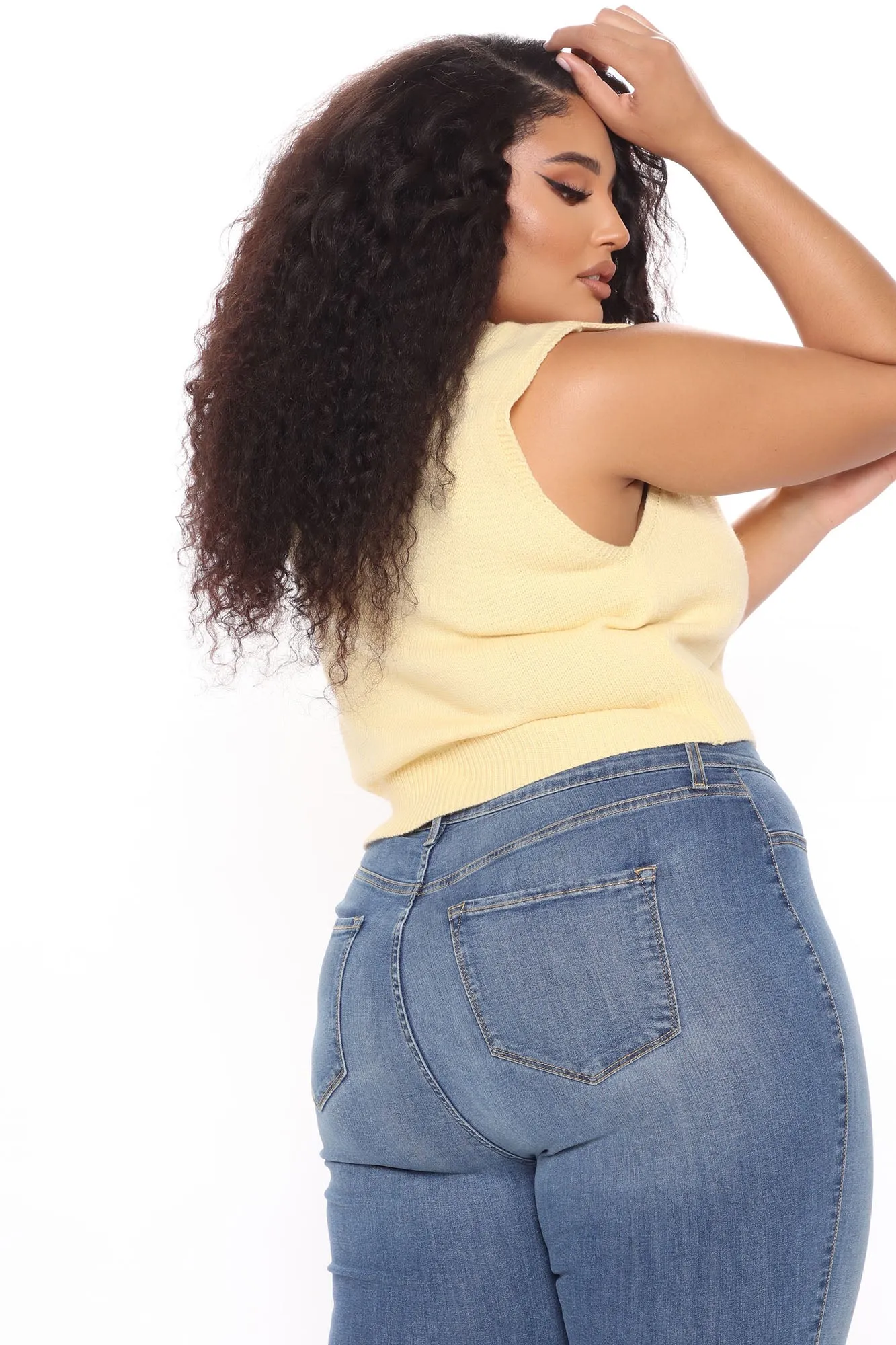 All You Need Crop Sweater Vest - Yellow