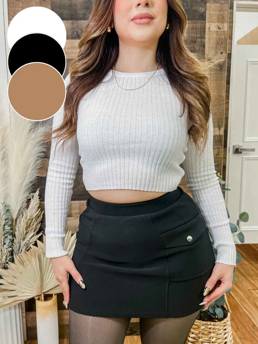 Anahi Ribbed Sweater Knit Top