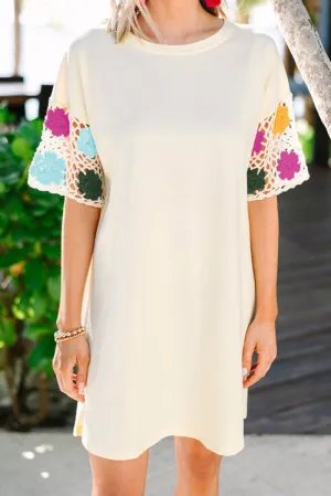 Ashley Floral Crochet Splicing T Shirt Dress