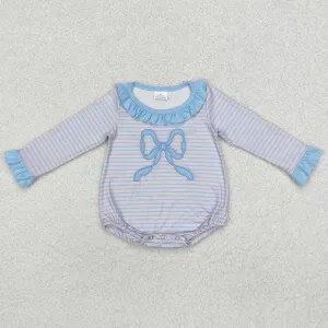 Baby Infant Girls Rompers Pink Stripes Big Bow Rompers LR1379