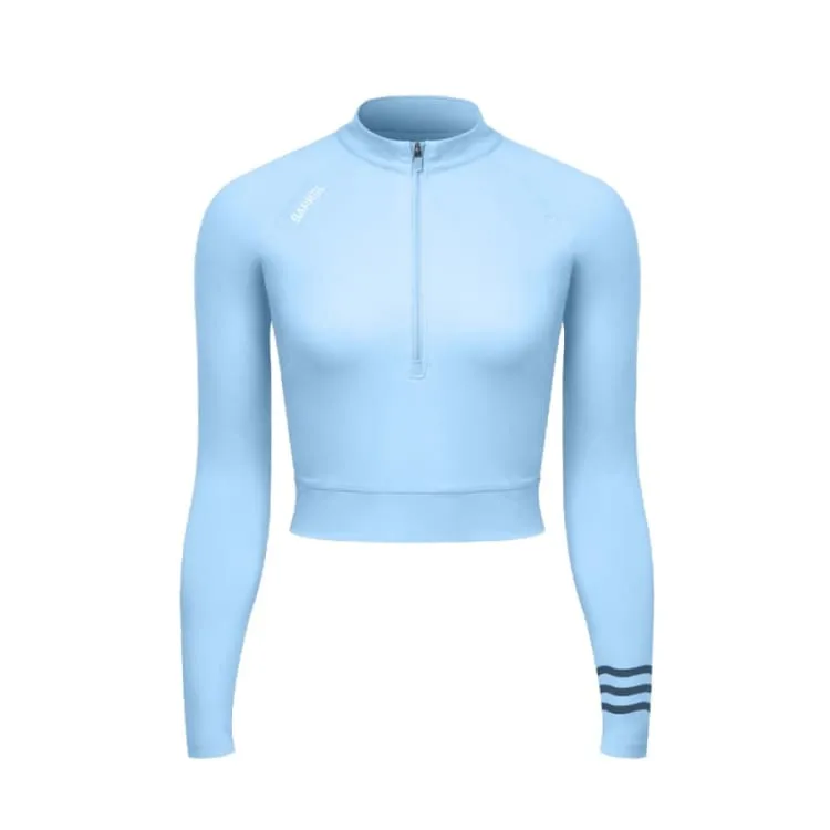 Barrel Women Resort Half Zip Crop Rashguard-BLUE