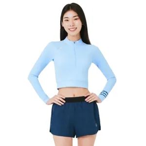 Barrel Women Resort Half Zip Crop Rashguard-BLUE