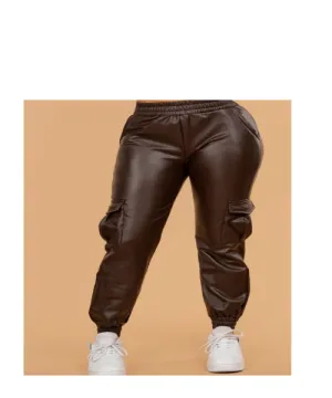 Black cargo leather pants