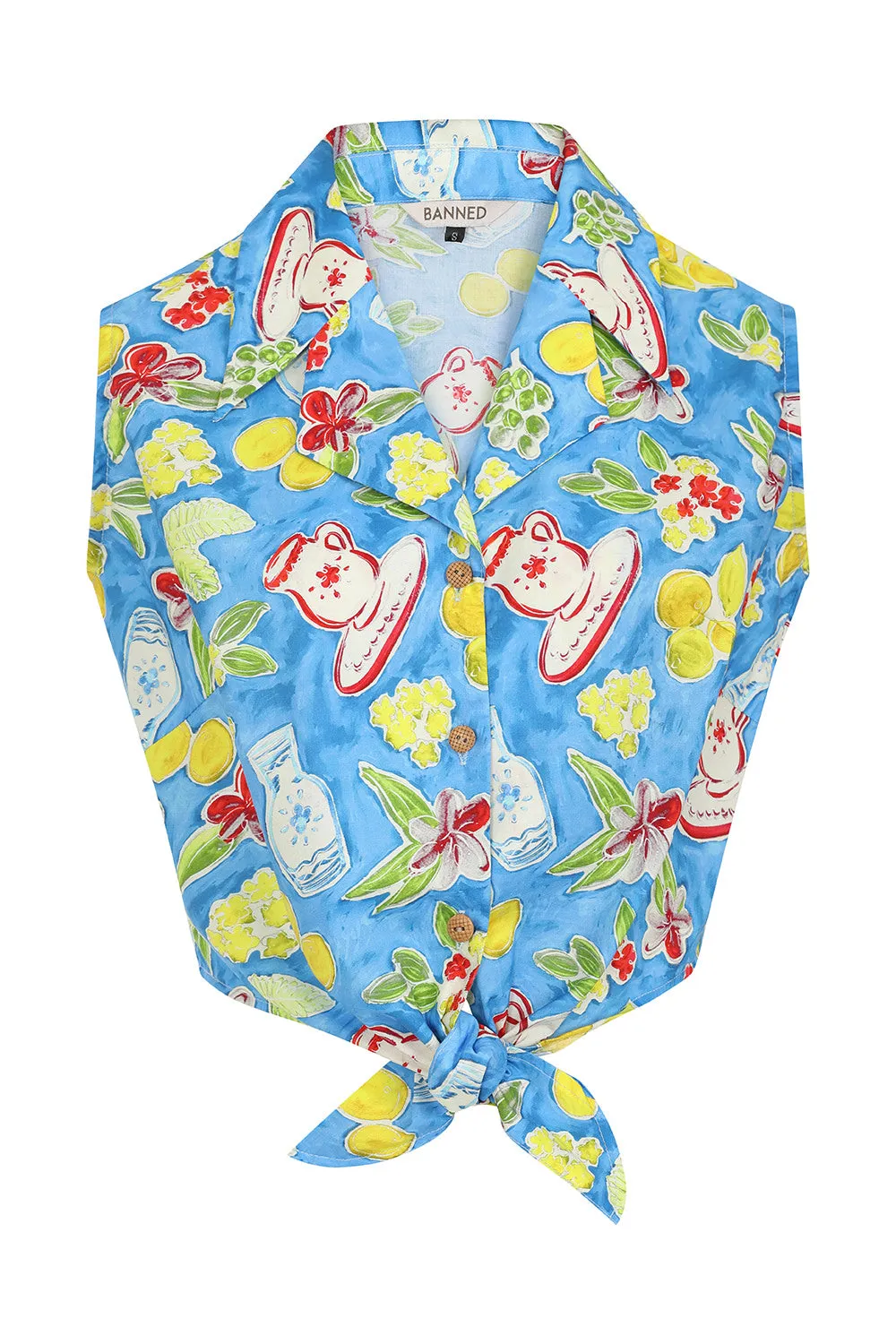 Blue Lemonade Time Cropped Sleeveless Top by Banned