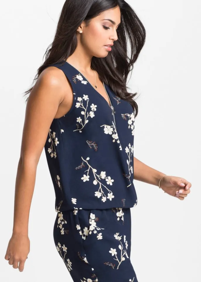 Bodyflirt zip-up jumpsuit, blue