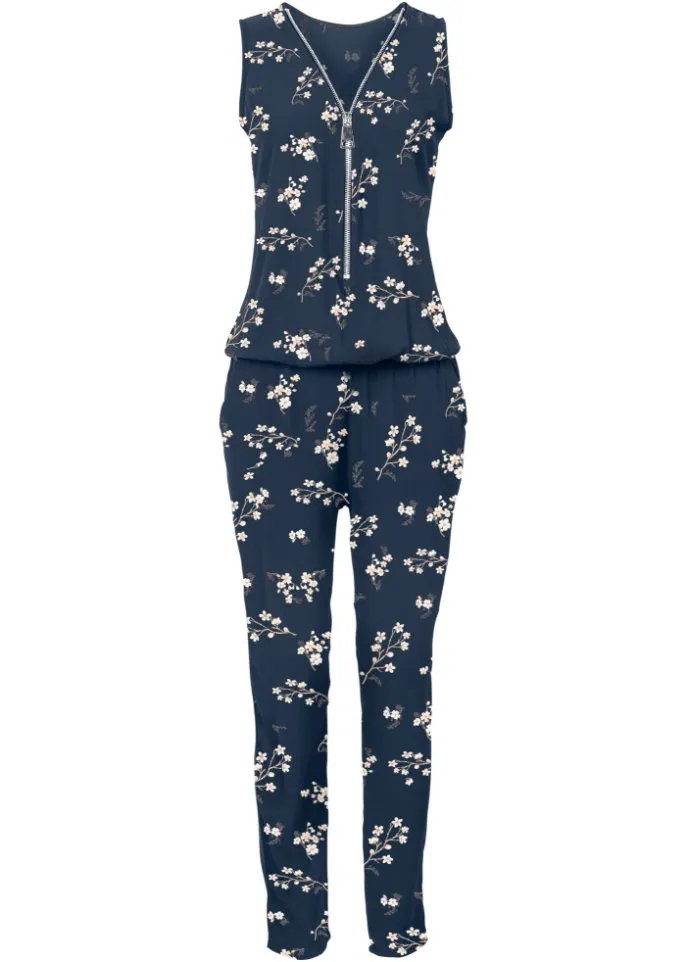 Bodyflirt zip-up jumpsuit, blue