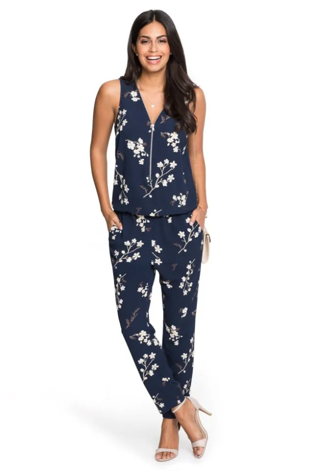 Bodyflirt zip-up jumpsuit, blue