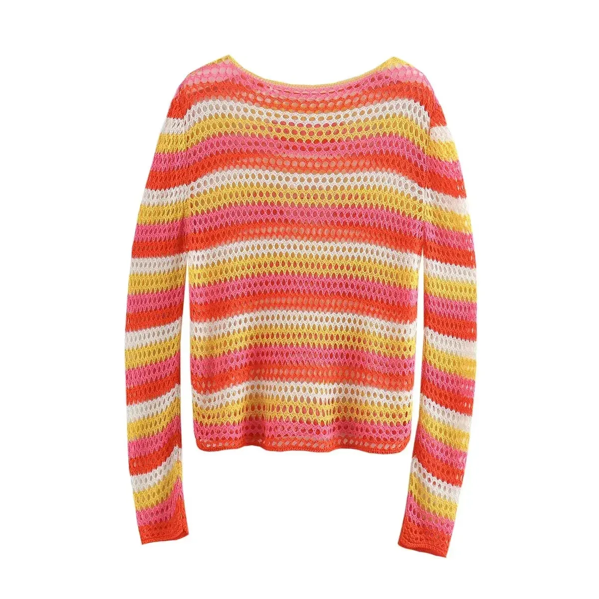 Boho Beauty Striped Crochet Sweater for Sunny Days