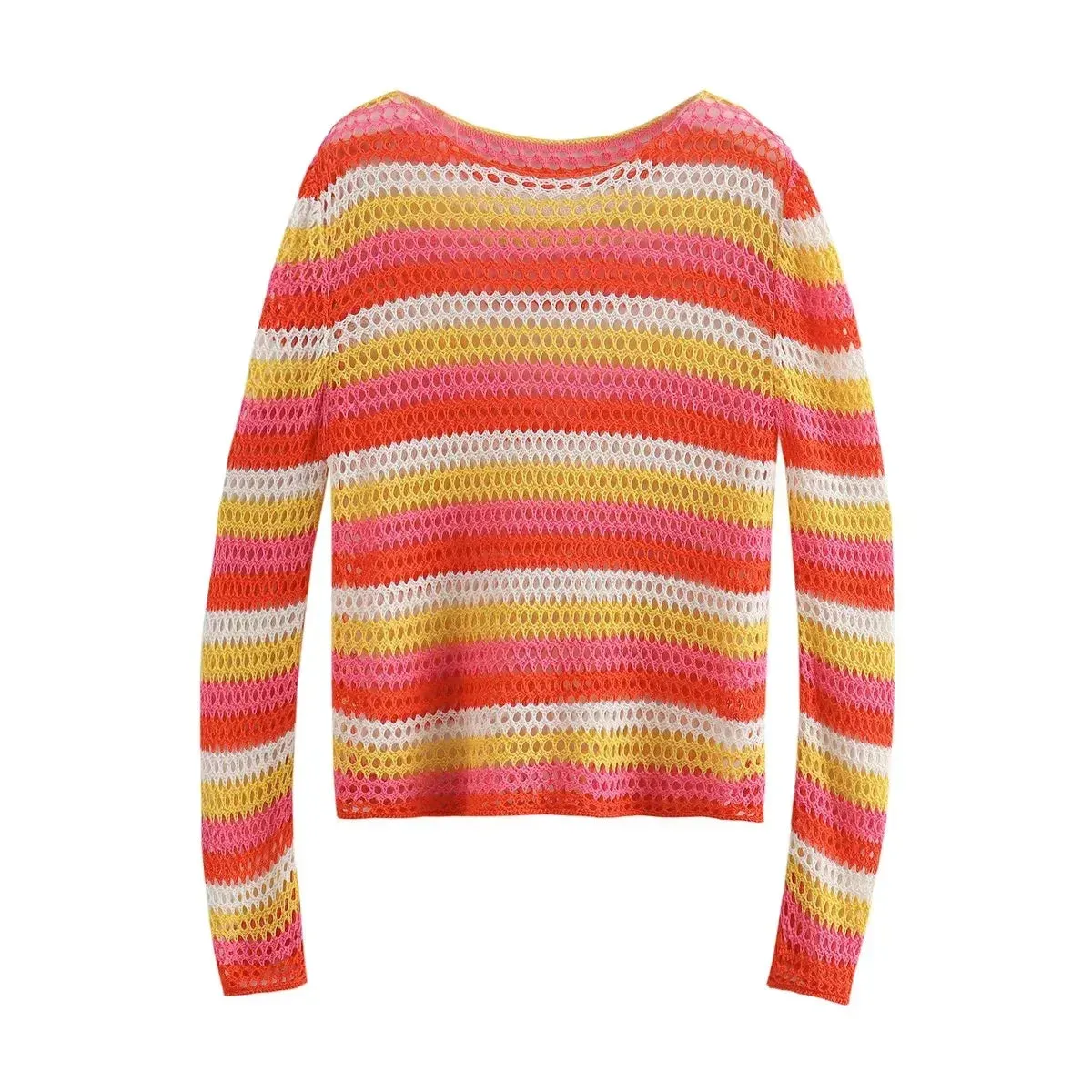 Boho Beauty Striped Crochet Sweater for Sunny Days