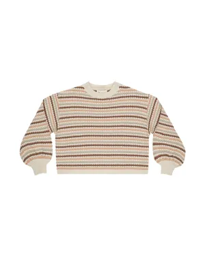 Boxy Crop Sweater | Honeycomb Stripe