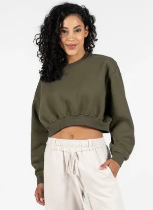 Charly Crop Crewneck | Olive