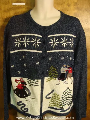 Couples Skating Ugly Christmas Sweater
