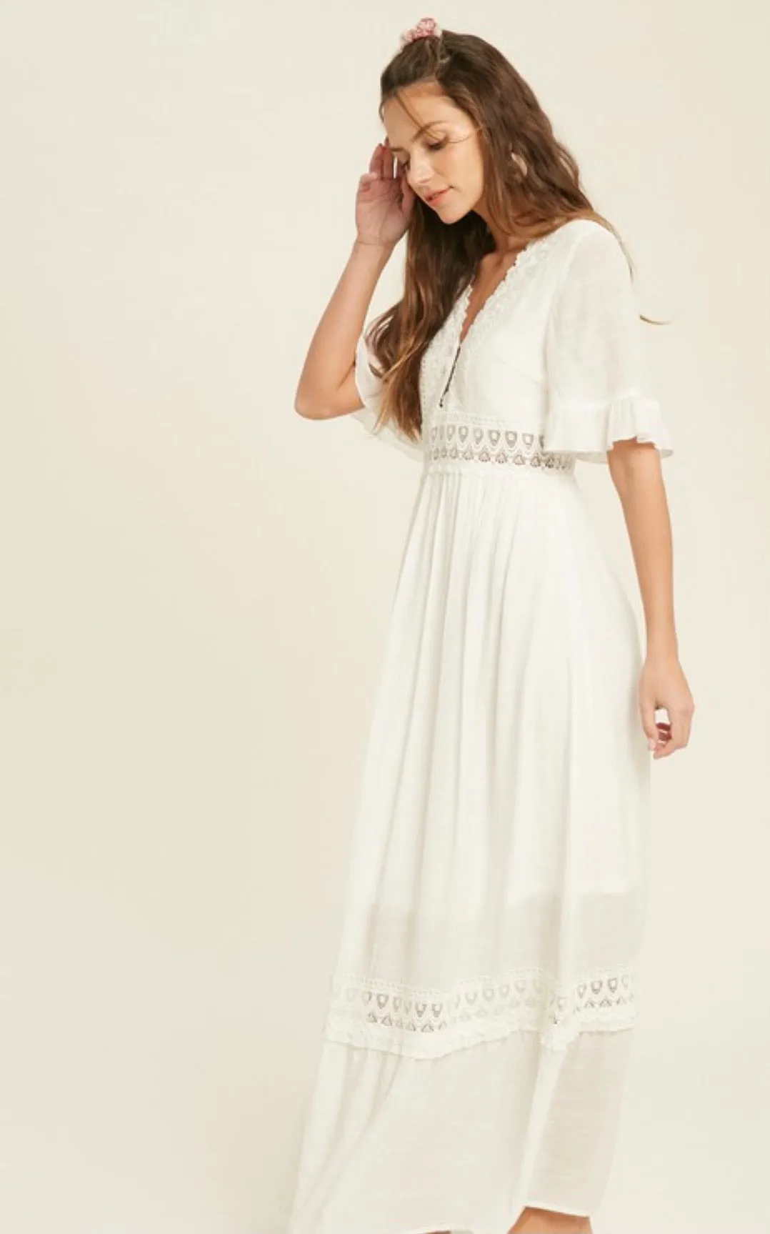 Crochet Lace Trim Maxi Dress *FINAL SALE*