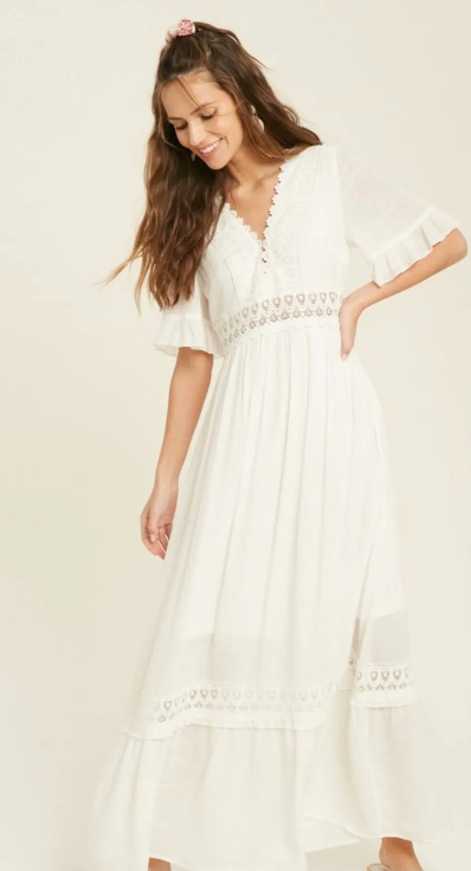 Crochet Lace Trim Maxi Dress *FINAL SALE*