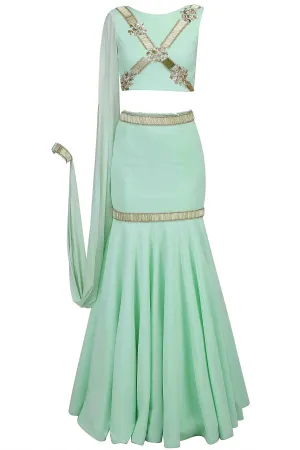 Cross Crop Top And Skirt