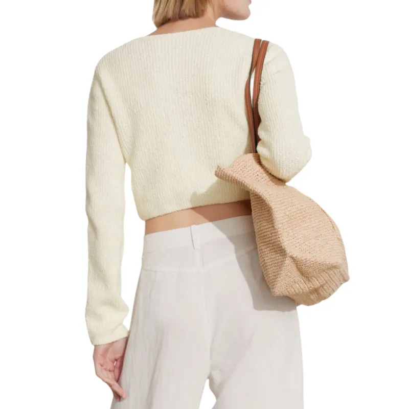 Custom Woman Wool Blend Ribbed Crop Top Cardigan - OEM/ODM Knit Sweater Manufacturer