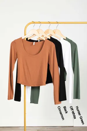 Double Layer Scoop Neck Long Sleeve Top