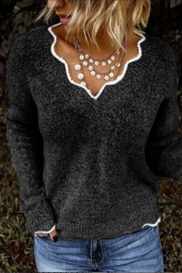 Dunnmall Fashion V Neck knitted Pullover