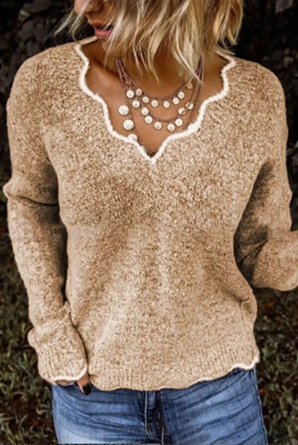 Dunnmall Fashion V Neck knitted Pullover