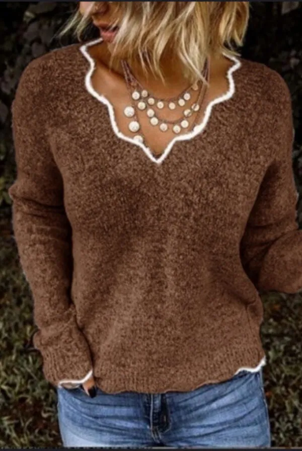 Dunnmall Fashion V Neck knitted Pullover