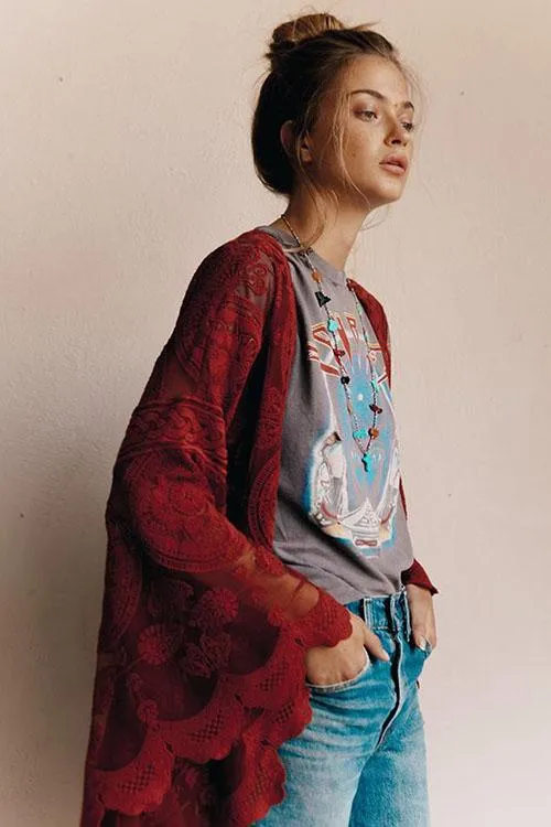 Dunnmall Love Always Remains Embroidery Kimono