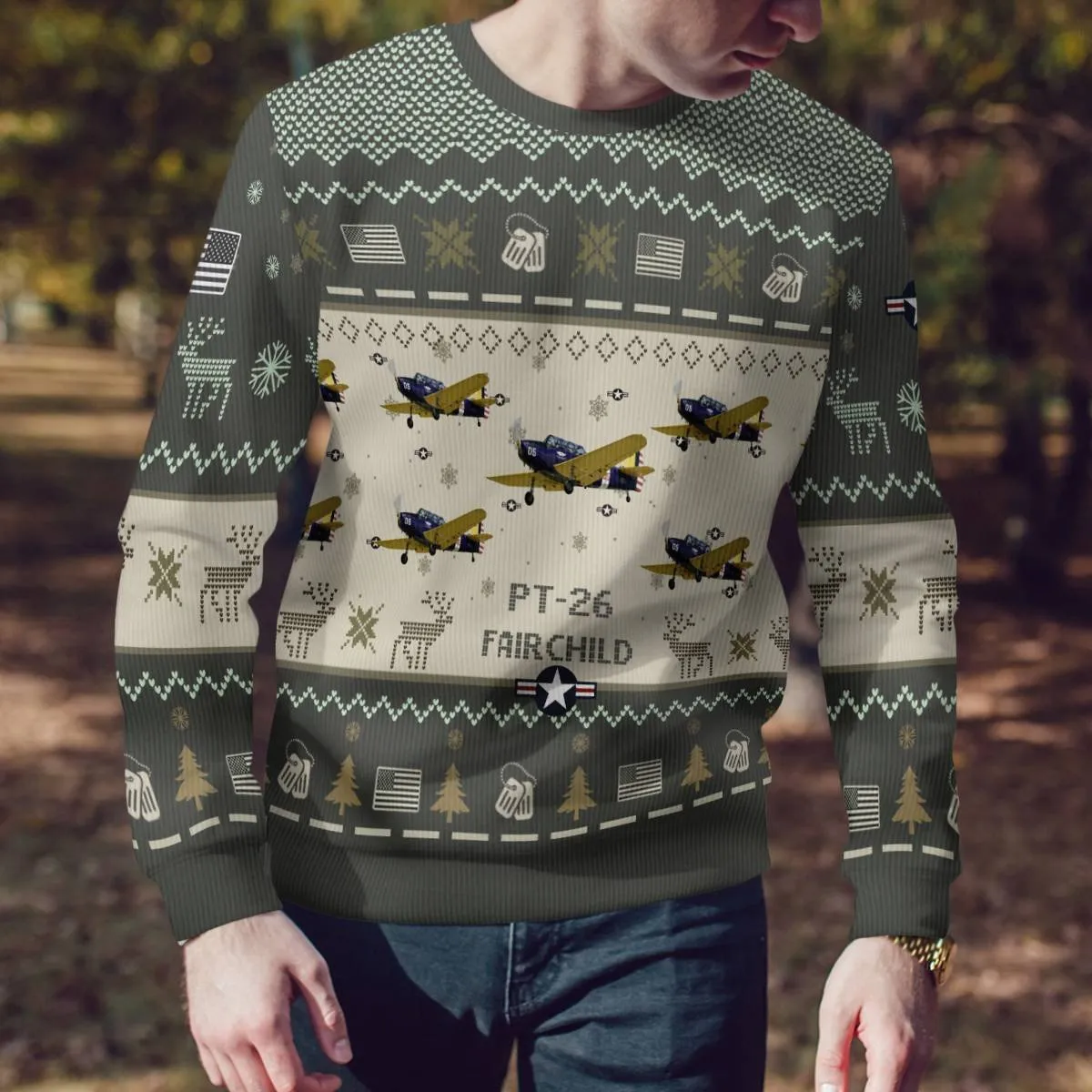 Fairchild PT-26 PT26_Aircraft Ugly Sweater, Ugly Sweater Christmas Shirt for Men Dad Veteran