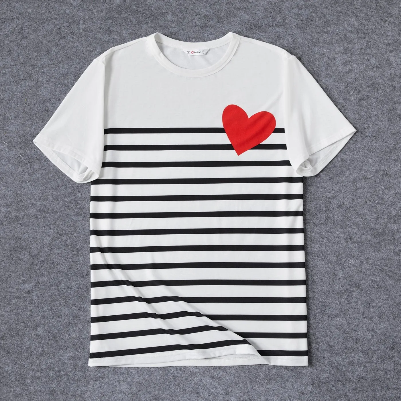 Family Matching Allover Heart & Letter Print Twist Knot Bodycon Dresses and Short-sleeve Striped T-shirts Sets