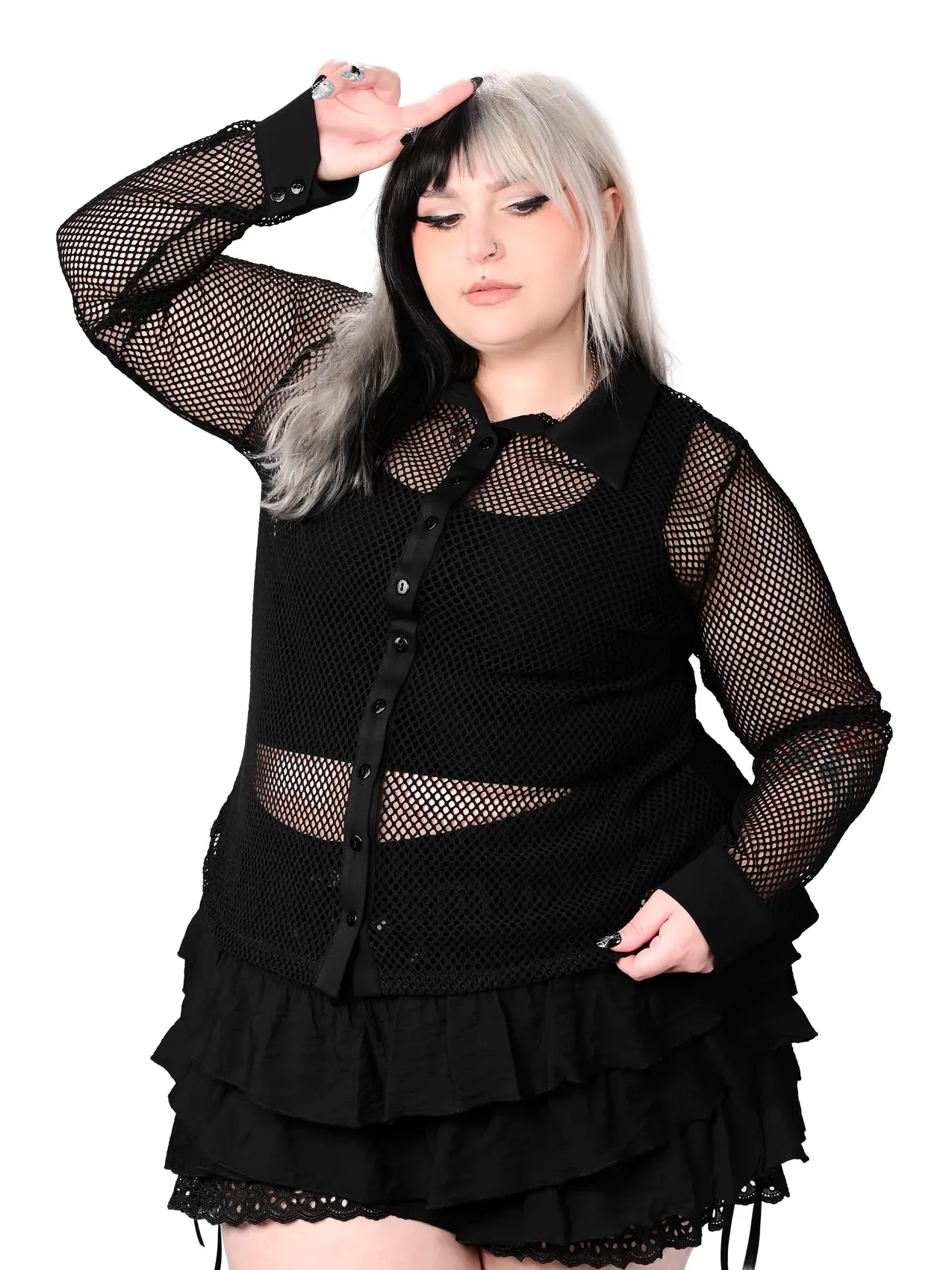 Fishnet Button Up Shirt FOXBLOOD