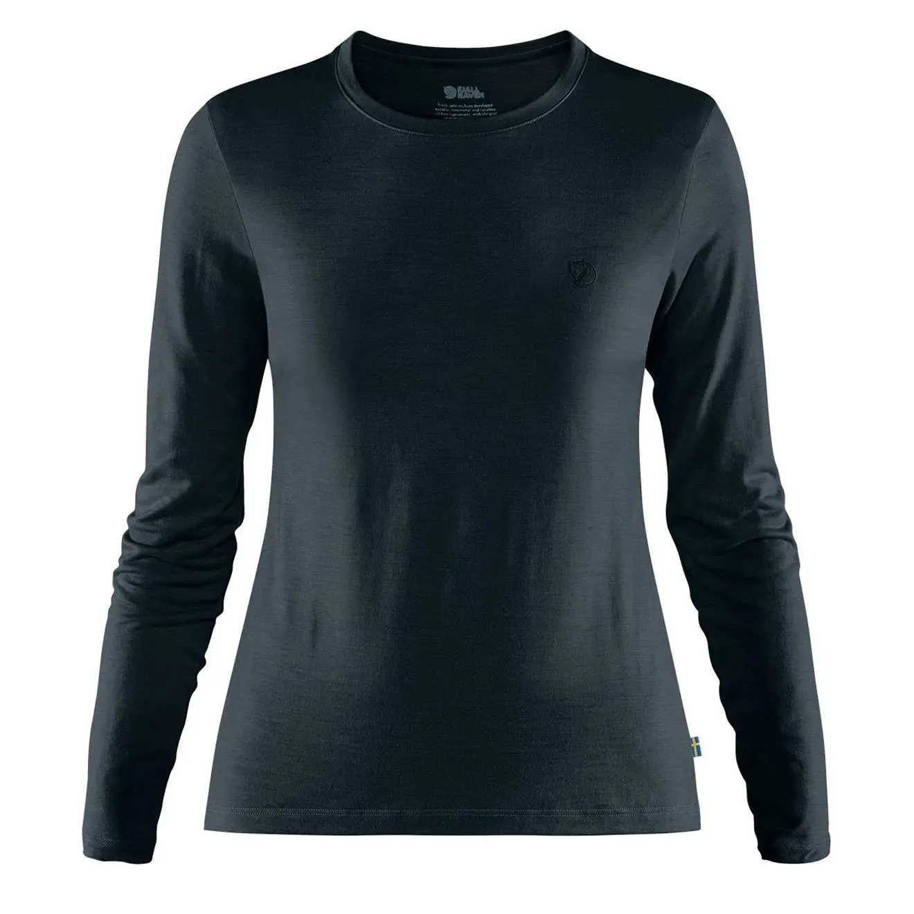 Fjallraven Womens Abisko Wool LS Base Layer T-Shirt Dark Navy