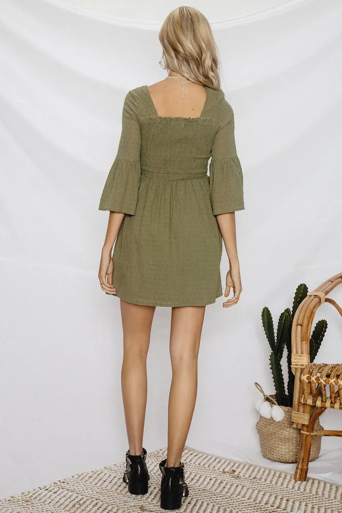 Flower Patch Dress Khaki