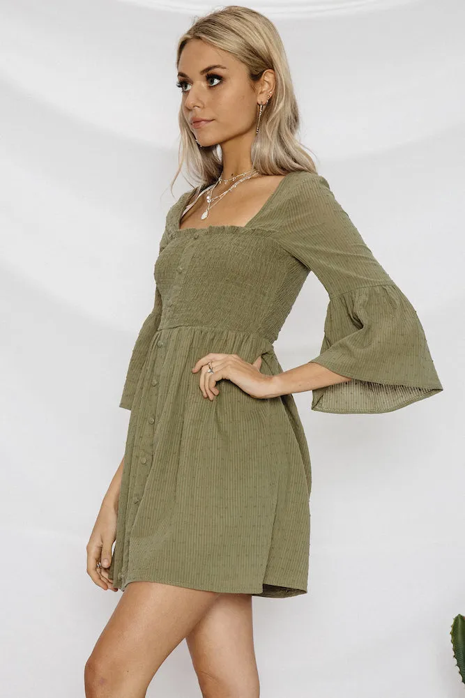 Flower Patch Dress Khaki