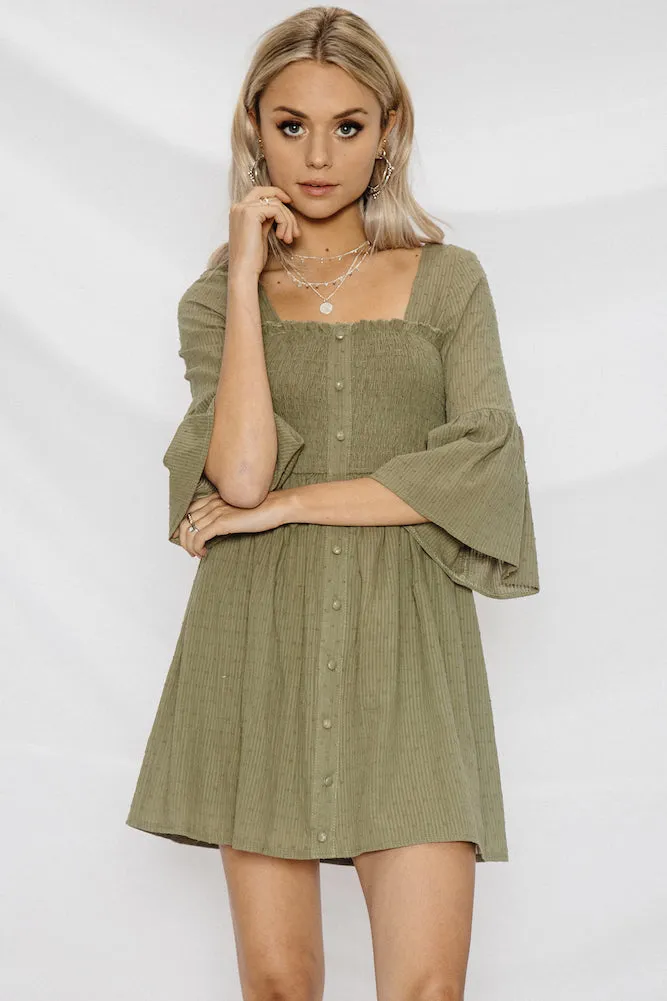 Flower Patch Dress Khaki