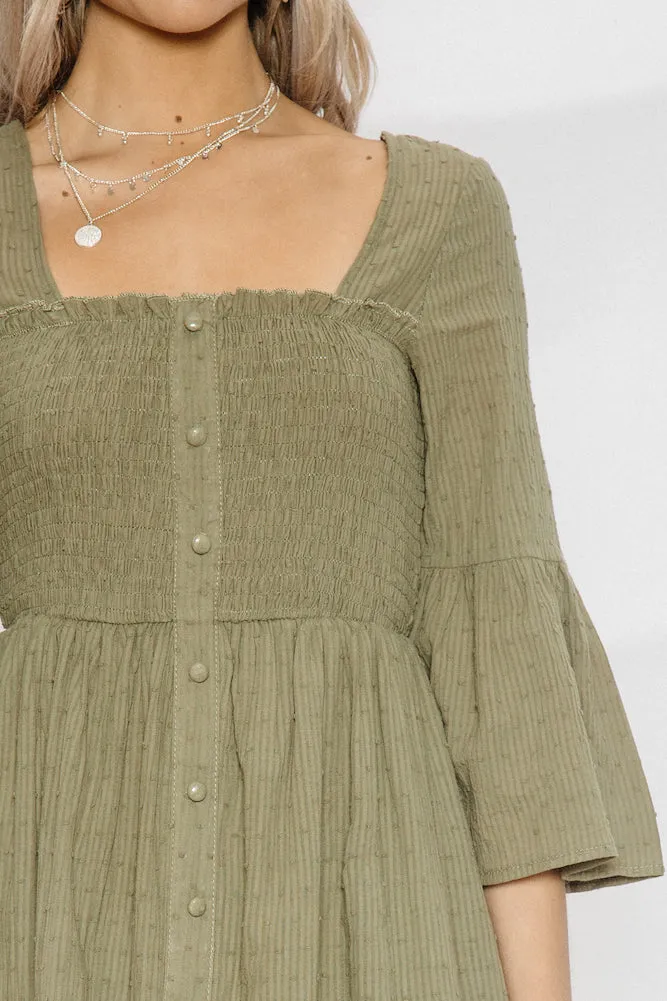 Flower Patch Dress Khaki