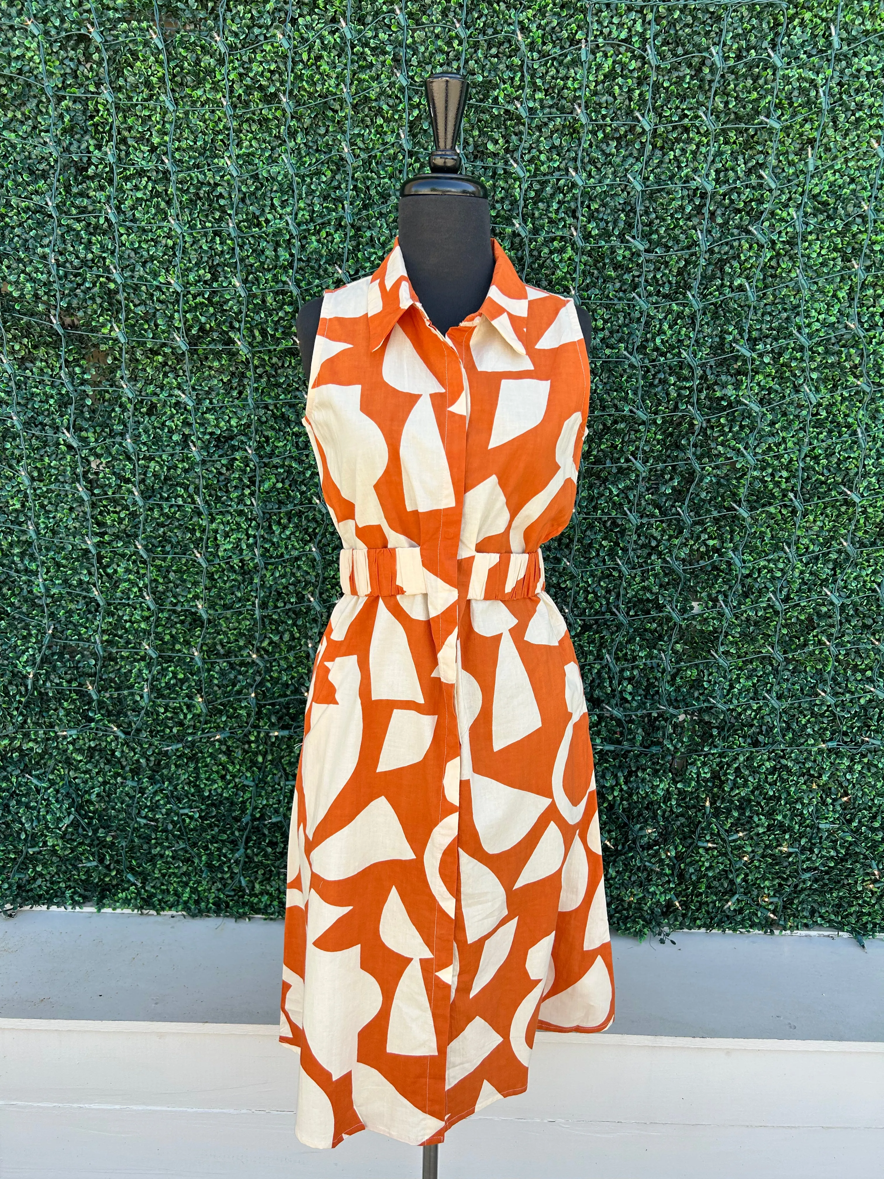 Geometric Print Midi Dress