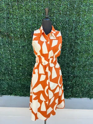 Geometric Print Midi Dress
