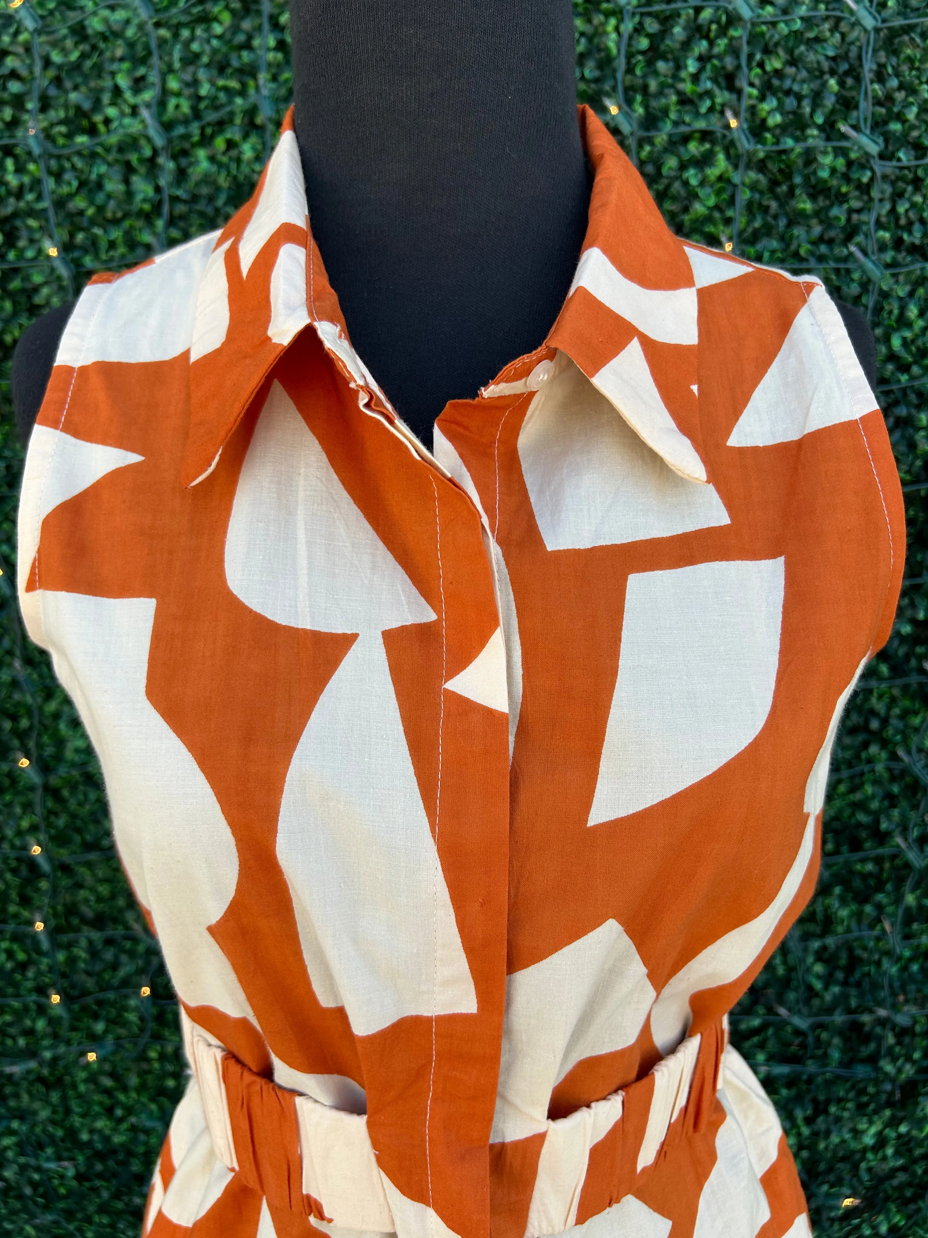 Geometric Print Midi Dress