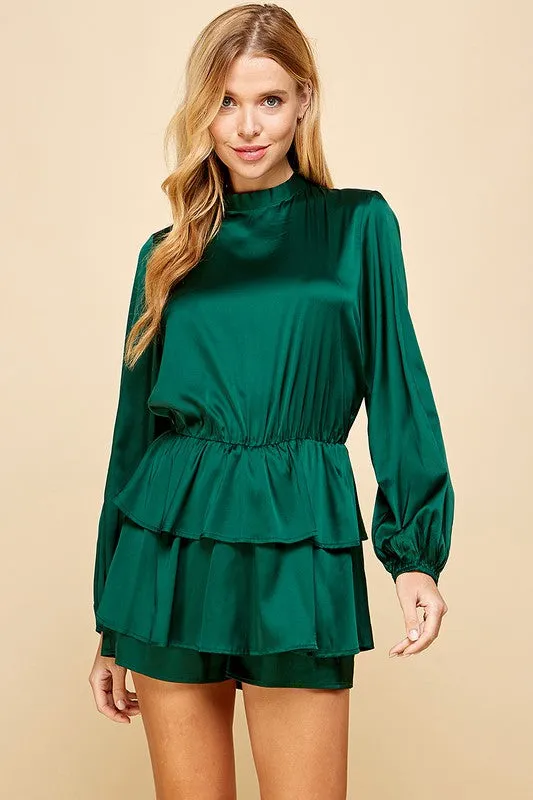 Here to Stay Hunter Green Romper