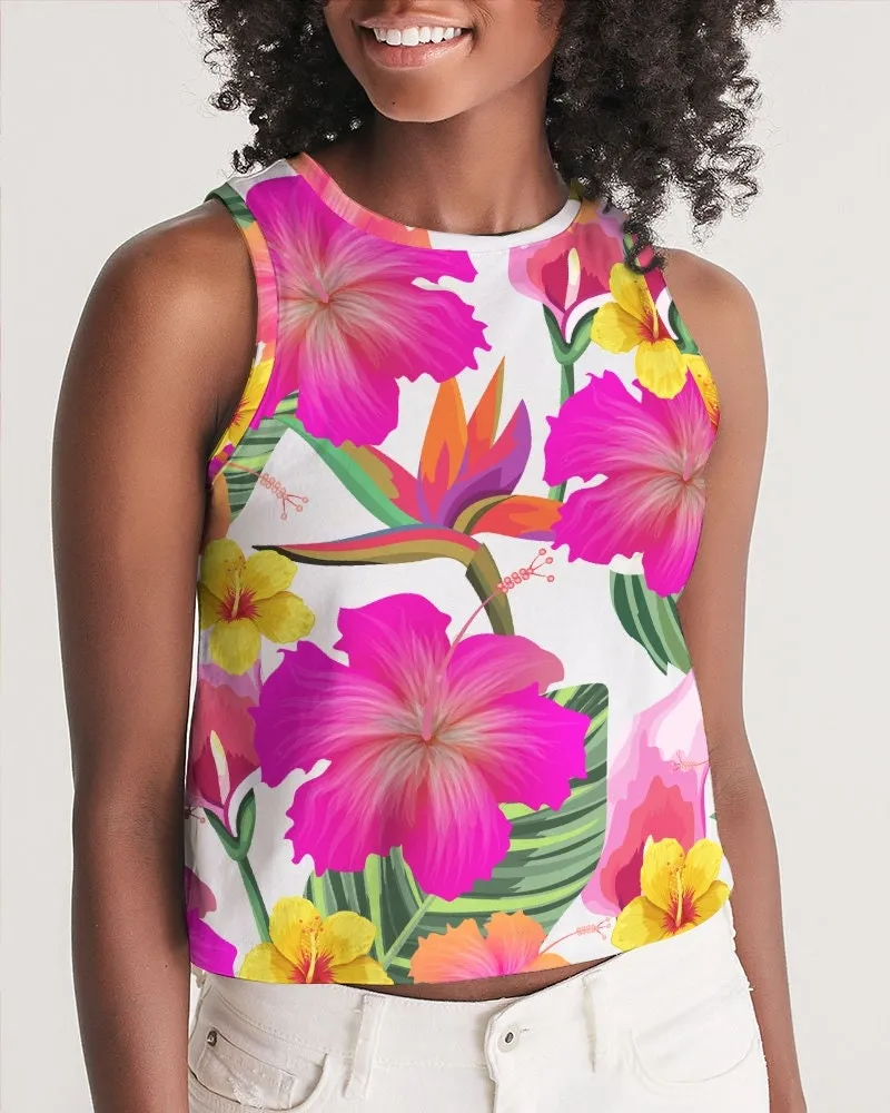 Hibiscus Paradise Floral Women’s Cropped Tank Top