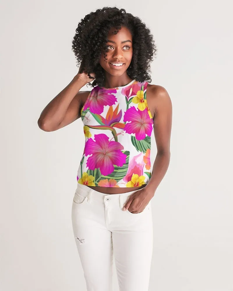 Hibiscus Paradise Floral Women’s Cropped Tank Top