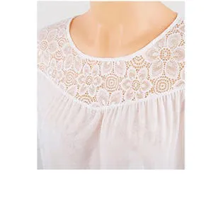 Ketty More Women Round Flower Lace Long Sleeves Blouse-KMWSB849