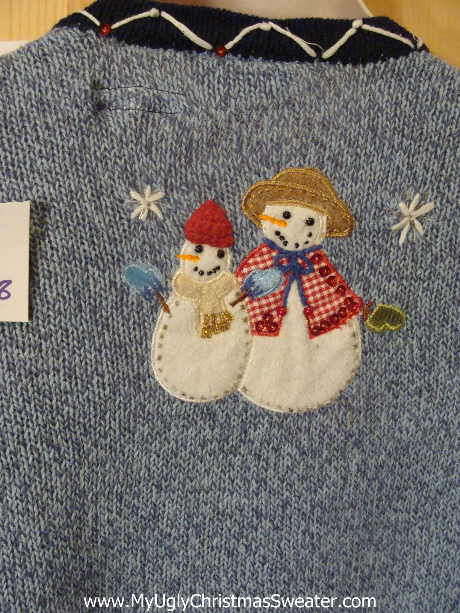 Light Up Blue Christmas Sweater Snowmen Friends