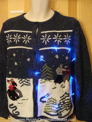 Light Up Ugly Xmas Sweater Winter Wonderland Cardigan