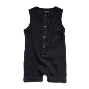 Little Bipsy Ribbed Shorty Romper - Black