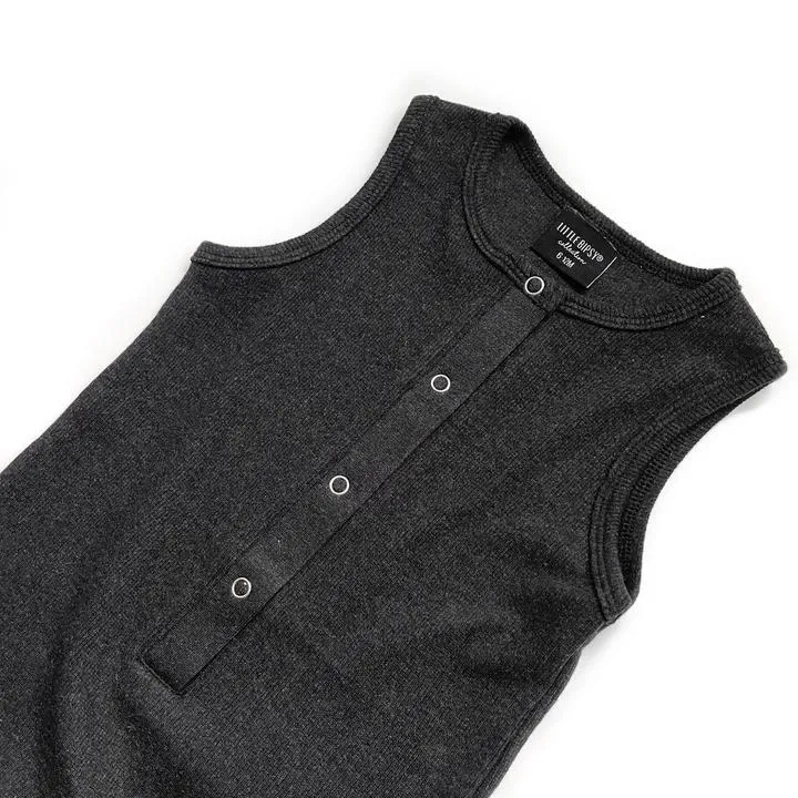 Little Bipsy Ribbed Shorty Romper - Black