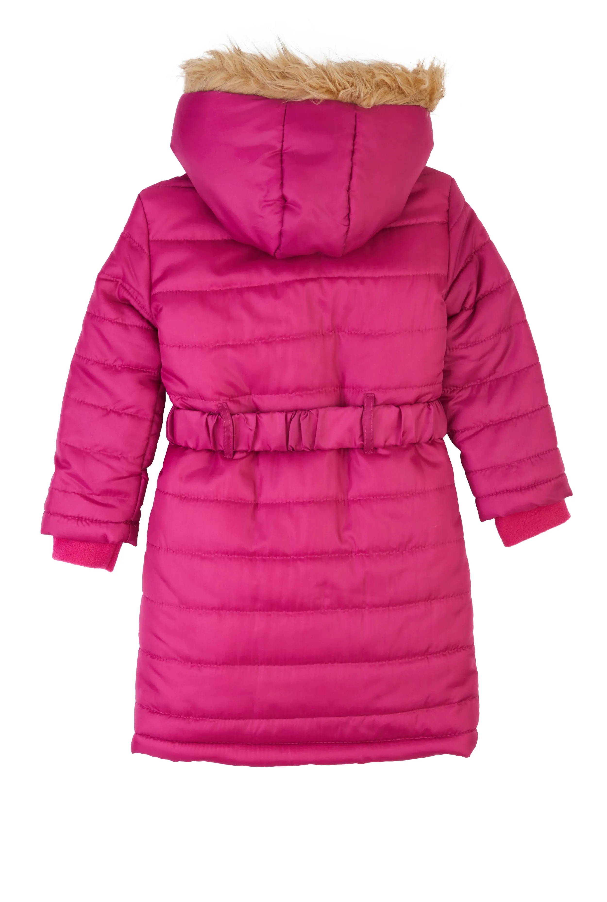 Little Girls Faux Fur Trim Hooded Puffer Jacket