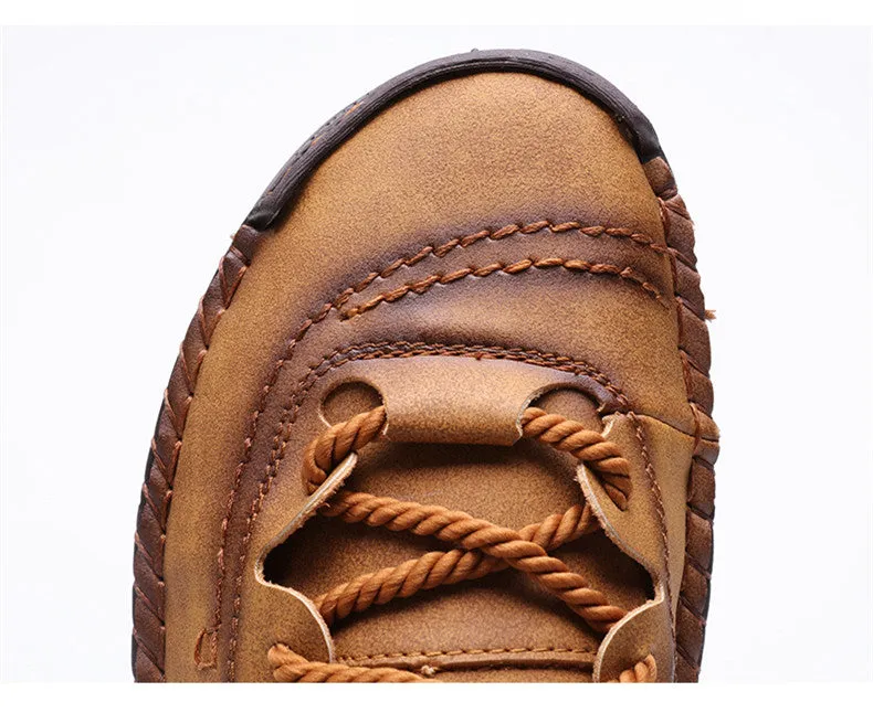 Men's Spring/Autumn Casual Leather Handmade Breathable Loafers/Sneakers | Plus Size