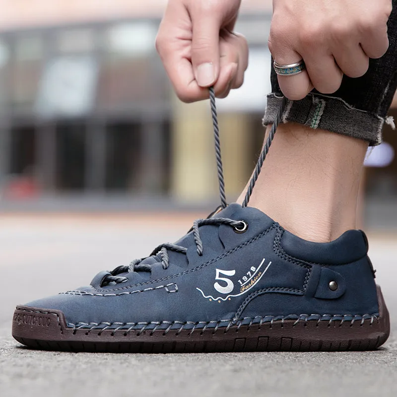 Men's Spring/Autumn Casual Leather Handmade Breathable Loafers/Sneakers | Plus Size